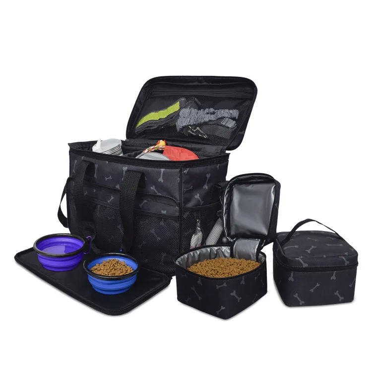 Outdoor Pet Travel Bag Travel Bag Dog Food Bowl Dog Bag Double Pocket Waterproof Car Backpack Poop Bags for Dogs