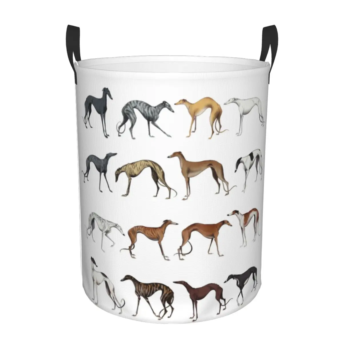 Custom Cute Whippet Sighthound Dog Laundry Hamper Large Storage Basket Greyhound Hound Kids Nursery Toy Organizer