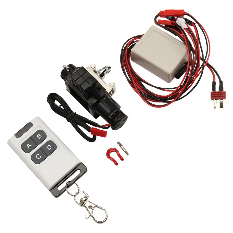 AS96-For 1/10 RC Crawler Compatible 1/10 Scale Car Model New Climbing Car Rescue Metal Winch Multifunction Remote Control Black