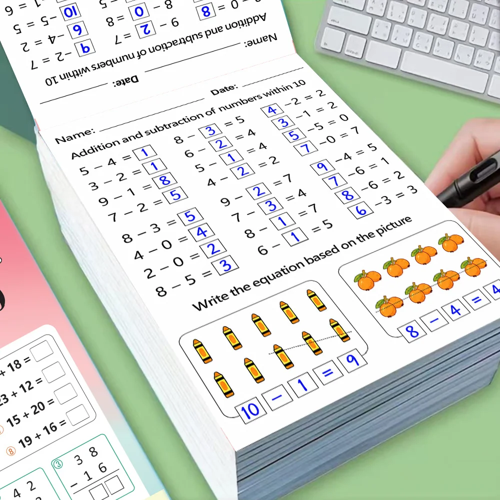 Addition & Subtraction Workbook: 64+ Pages of Practice Within 20 – Math Drills for Early Learners