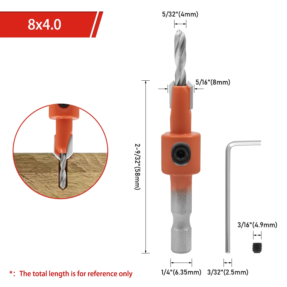 AURWOF 1 Stück 8 mm und 10 mm Senkbohrer mit Sechskantschaft, Holzbearbeitungs-Fasenwerkzeug, 1/4 Zoll Sechskantantrieb für Holz, MDF, Weichholz, CH339D – Detail 12