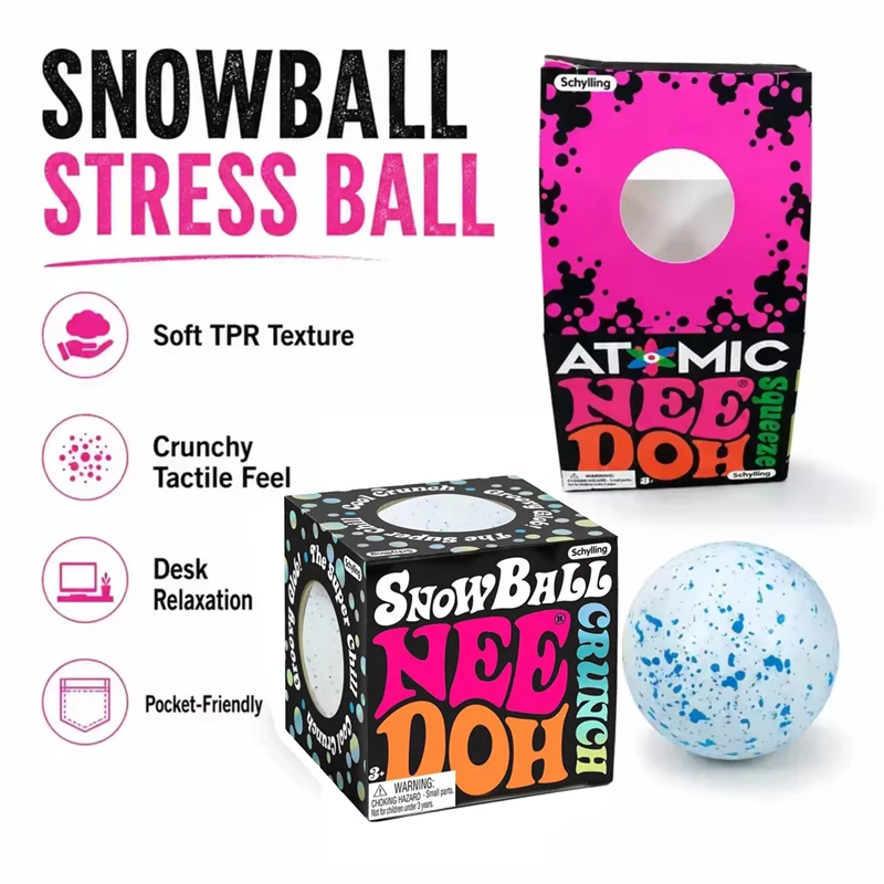 Needoh Snow Dotted TPR Flour Filled Stress Ball Fast Rebound ASMR Anxiety Relief Fidget Vent Ball For Adults High Stress Workers view 2