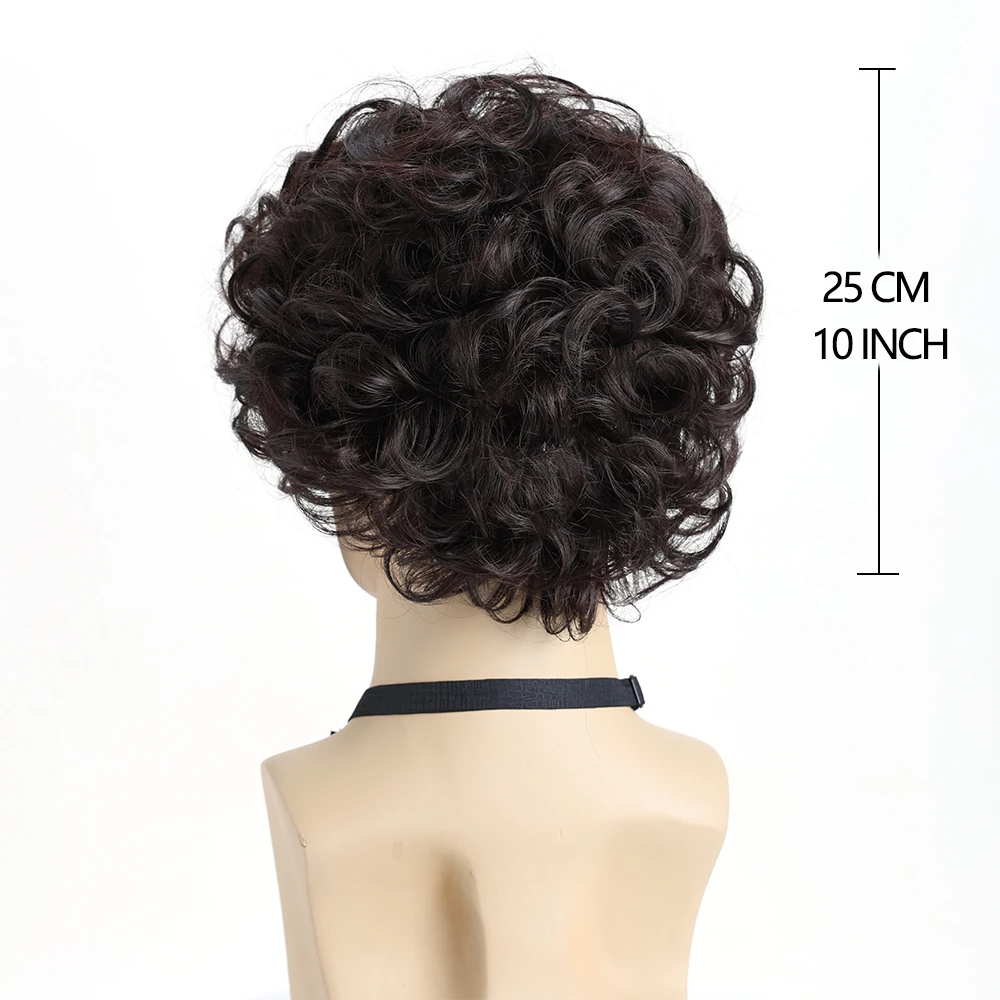 10 Inch Brown Natural Short Curly Wave Synthetic Wig For Male Young Men Hair Heat Resistant Fiber Wigs For Daily use Halloween image 4