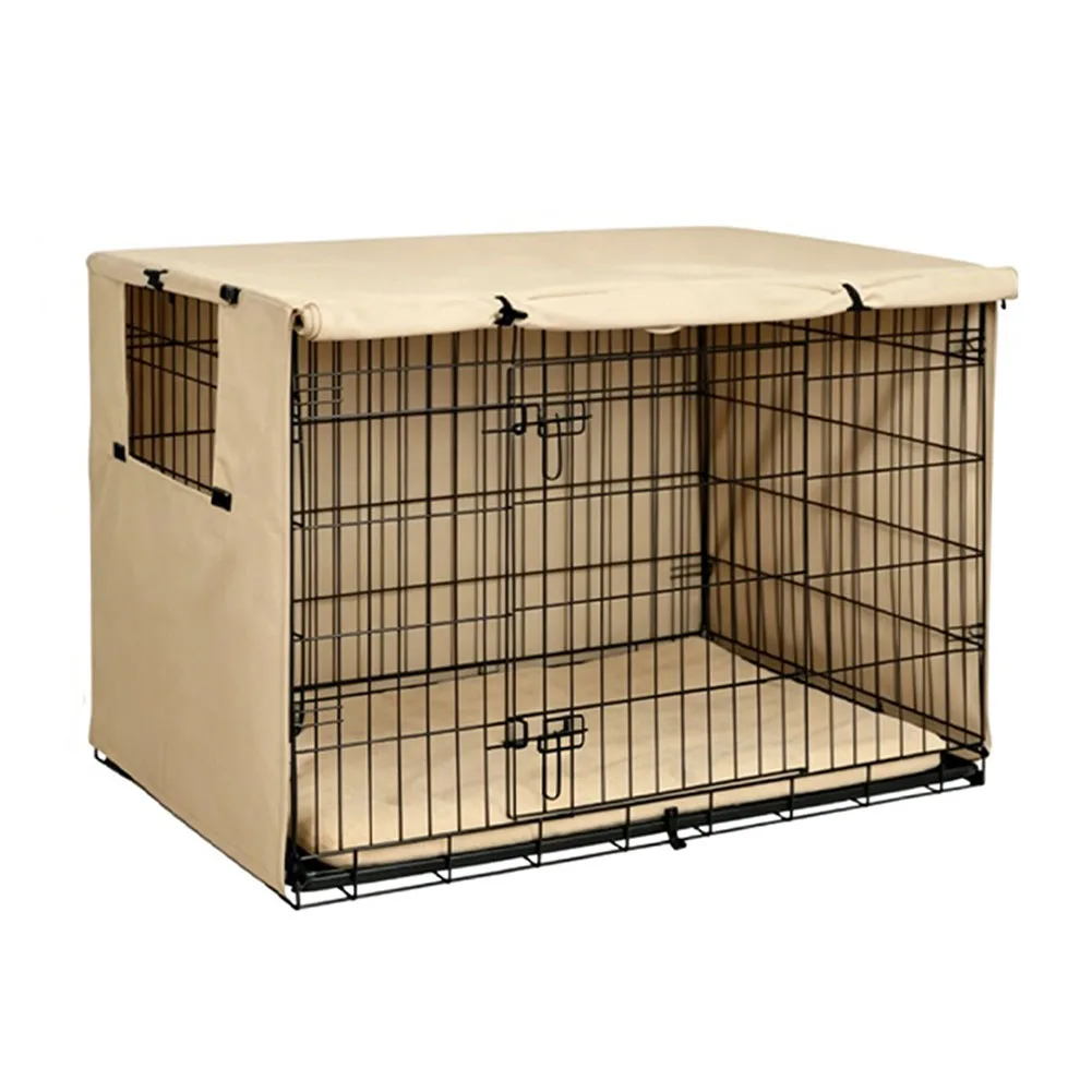 210D Dog Kennel Cover for Indoor Outdoor Use - Breathable Ventilated Design with Secure Adjustable Straps 94x61x63.5cm