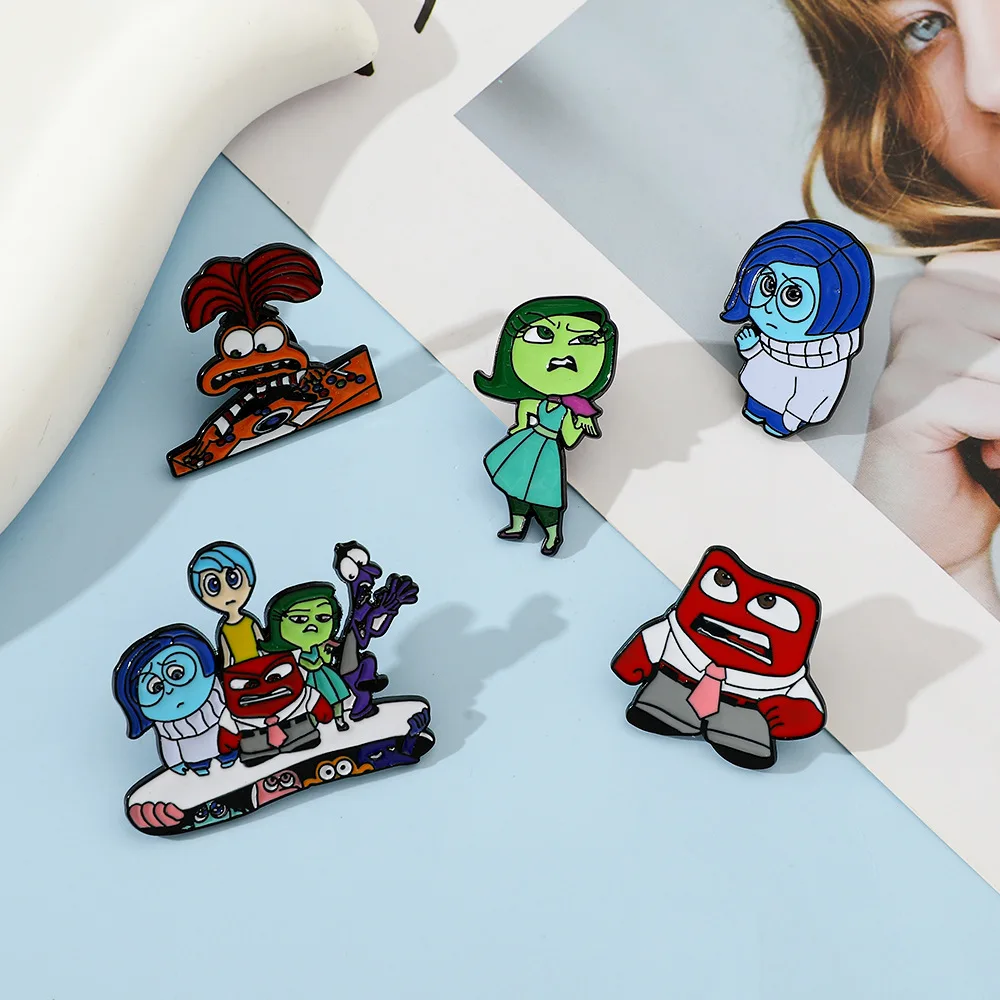 Disney Movie Inside Out 2 Enamel Pins Metal Brooch Kawaii Joy Sadness Anger Epoxy Brooch for Clothing Lapel Pins Accessories