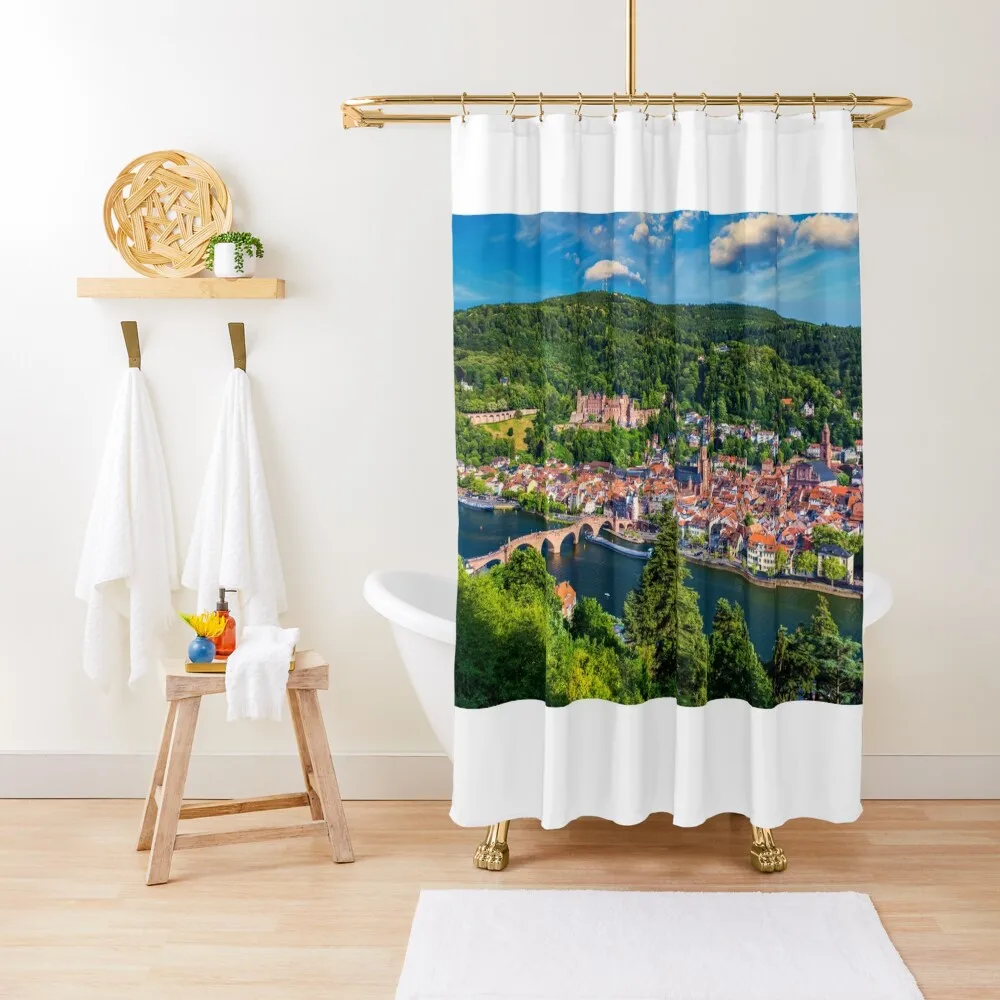

Heidelberg town with Neckar river, Germany Shower Curtain Bathroom Shower Set Modern Bathroom Accessories Cute Shower Curtain