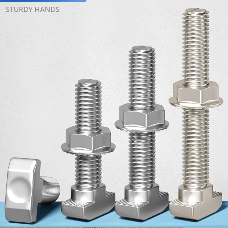 10PCS 304 stainless steel European standard T-shaped screw 40 type aluminum profile bolt and nut set M8