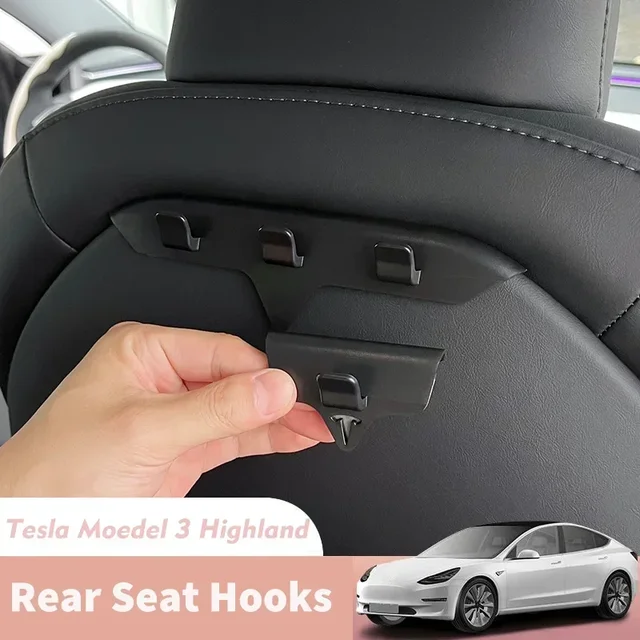 Dla Tesla Model 3 Highland Haki na tylne siedzenia Podwójny wieszak na tylne siedzenie Organizer torby Haki do zawieszania Akcesoria samochodowe do wnętrza