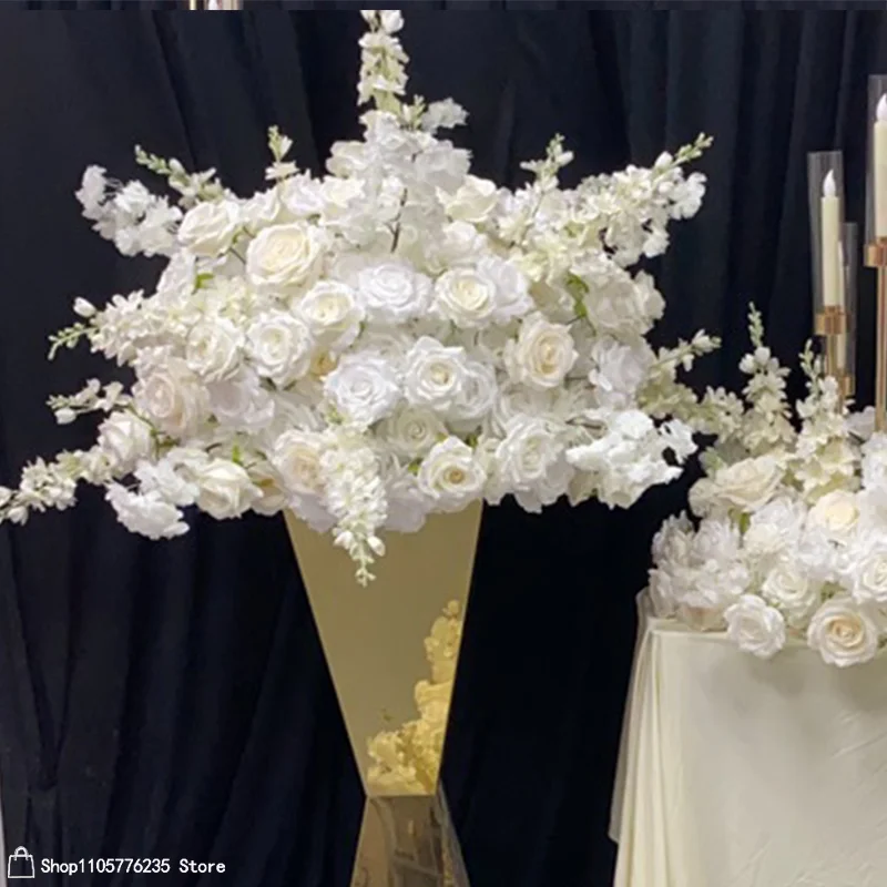 Künstliche weiße Rosen-Delphinium-Blumenarrangement Hochzeitstisch-Mittelstück Blumenball Party Gangdekoration Event-Veranstaltungsort-Deko – Detail 6