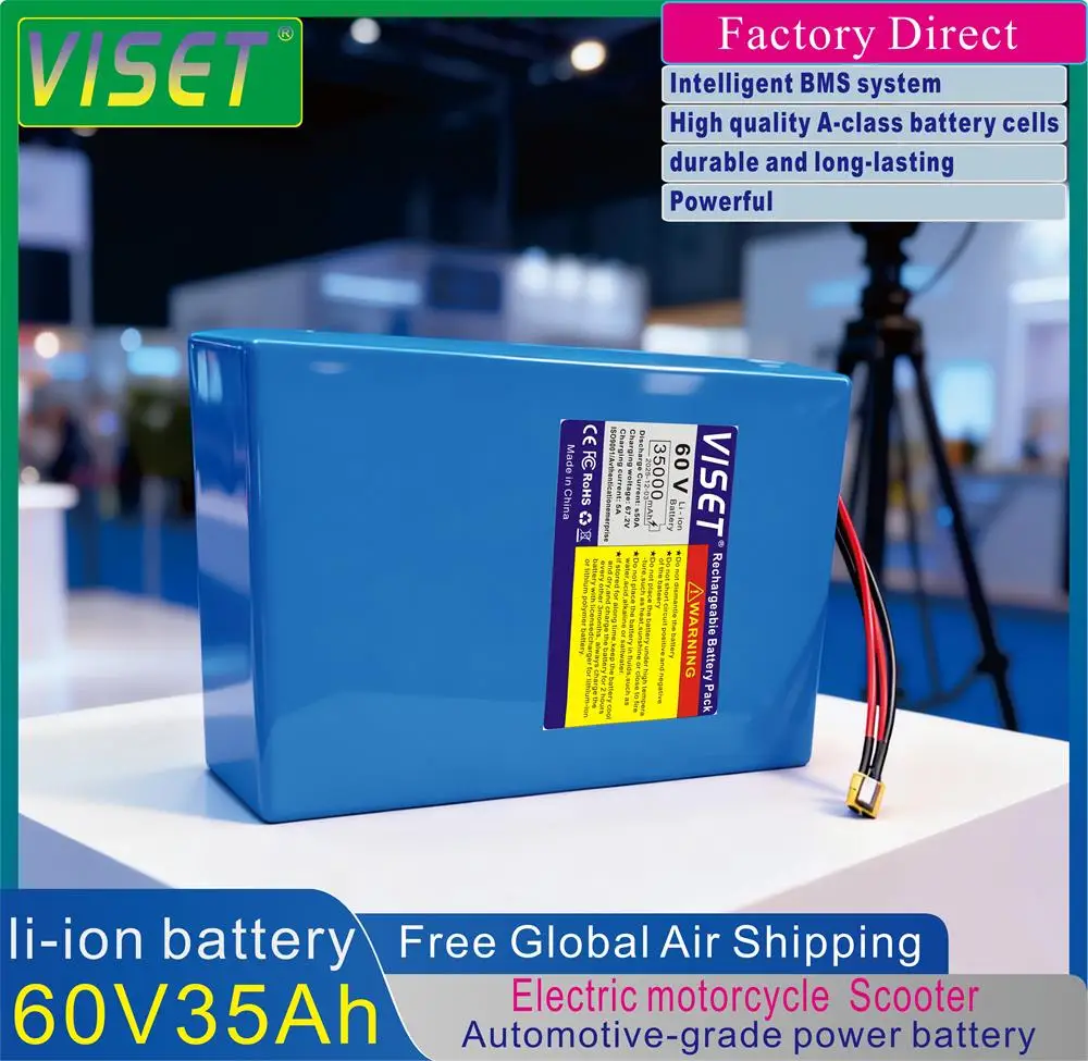 New18650 60V 35Ah lithium-ion battery with built-in BMS 250-3000W high-power battery  EScooter Ebike Battery Pack+67.2V charger