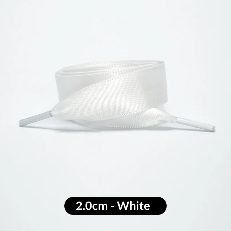 Candy Color Double‑Sided Silk Shoelaces 20mm Wide Custom DIY Shoe Laces Replacement for German Trainers White Casual