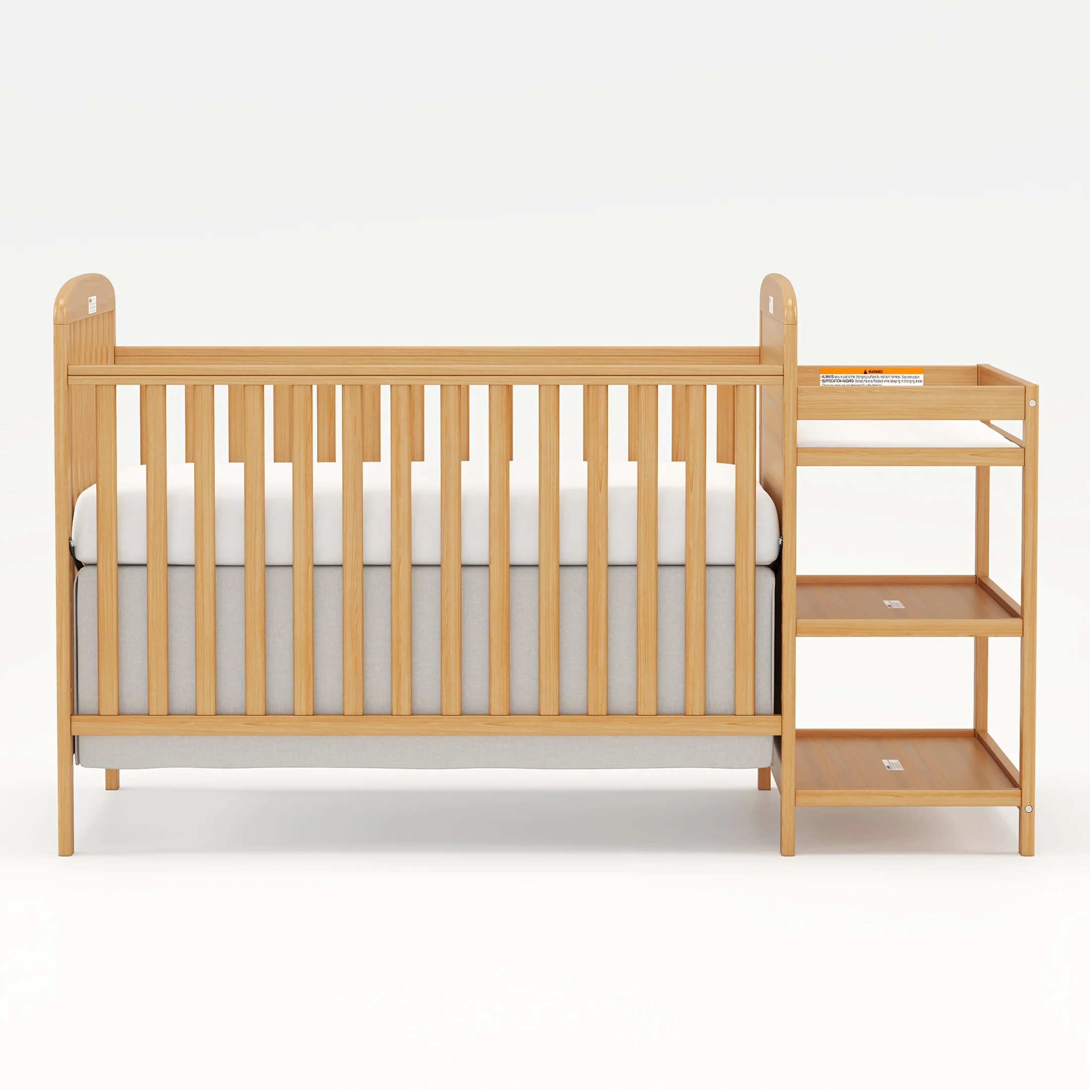 Goldzone 4-in-1 Convertible Baby Crib, Wooden Baby Stuffs Converts Into Toddler Bed with Changing Table, Newborn Essential