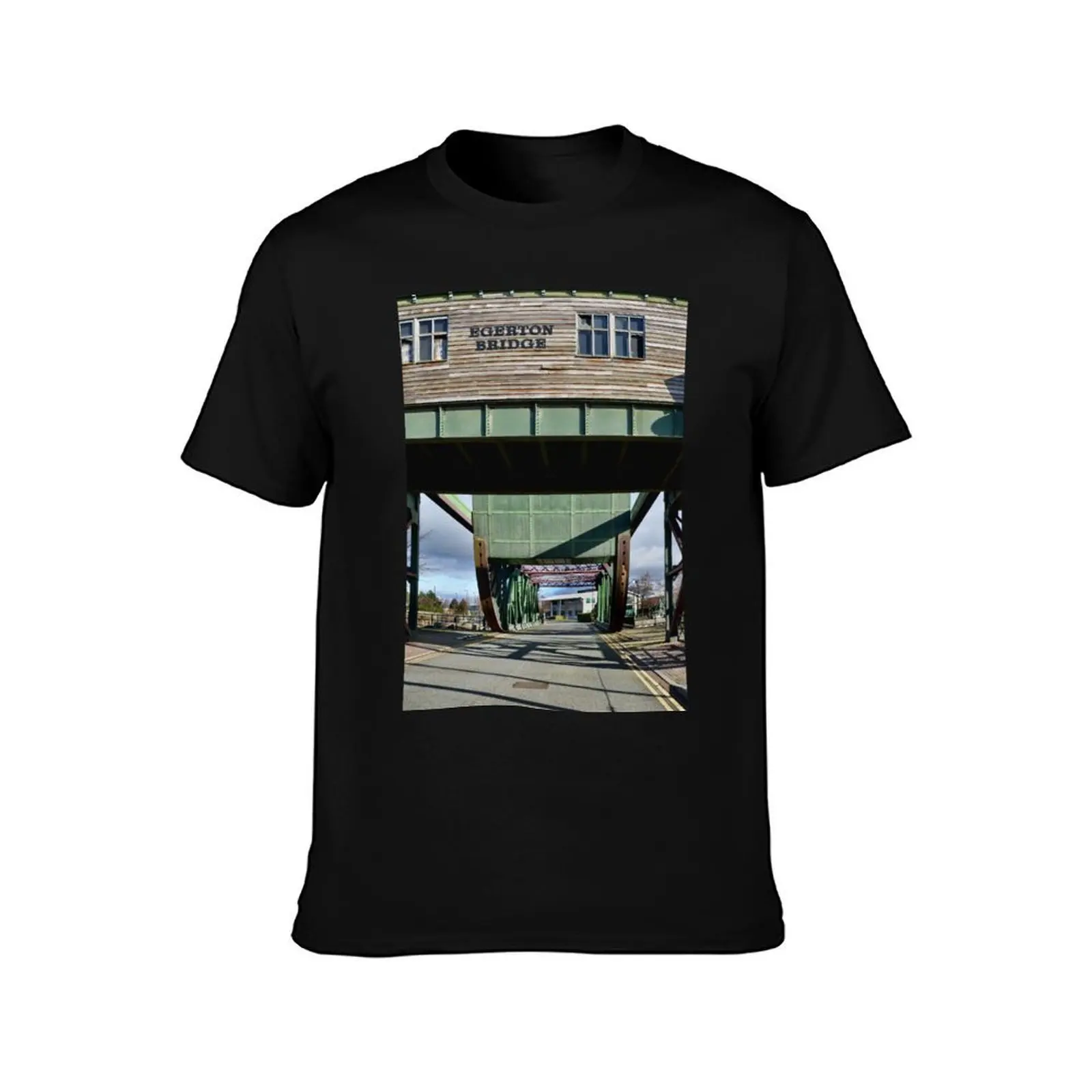 Egerton Dock Bascule Bridge T-Shirt, Summer Casual Cotton Tee, Oversized Streetwear Tops, Vintage Graphic Print, 100% Cotton