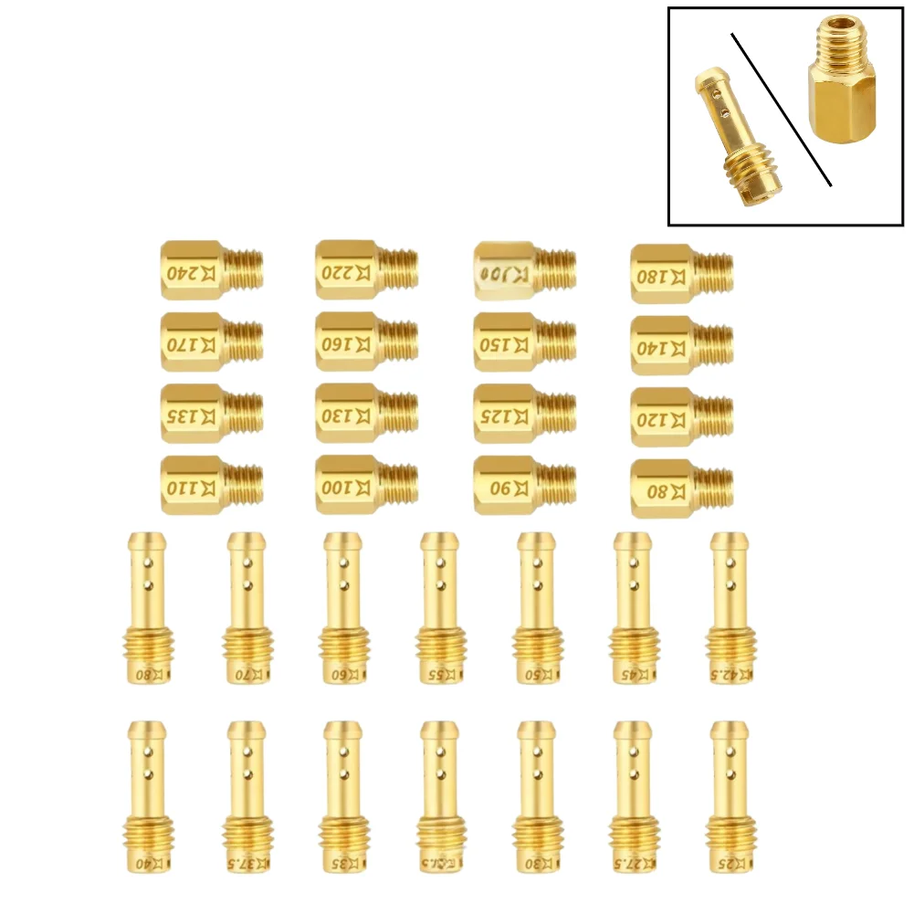 

Для карбюраторов Mikuni VM18, VM20, VM22, VM24, VM26, VM28, VM30, VM32, VM34, VM36: главная форсунка и форсунка холостого хода (пилотная форсунка)