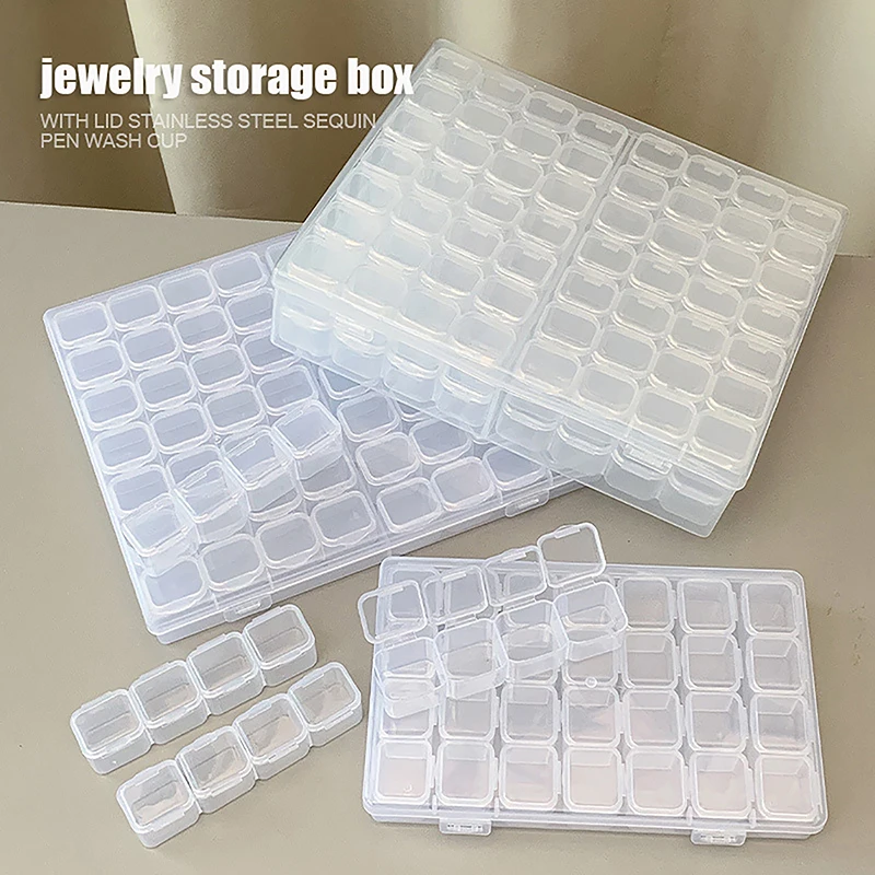 28/56/112 Slots Removable Plastic Storage Box Case For Jewelry Nail Diamond Embroidery Craft Bead Pill Holder Storage Tool