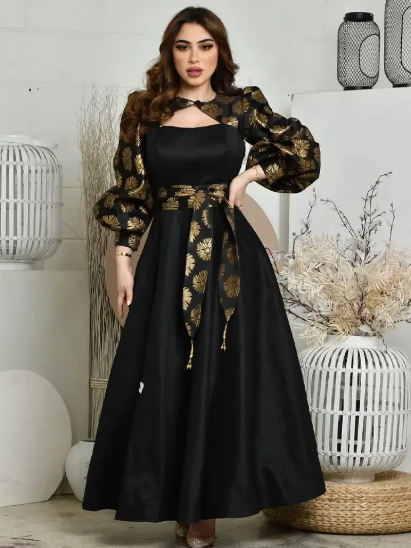 India Dubai Abaya Party Morocco Dress for Women Print Satin Ball Gown Vestidos Wedding Prom Evening Dress Abaya Morocco Caftan