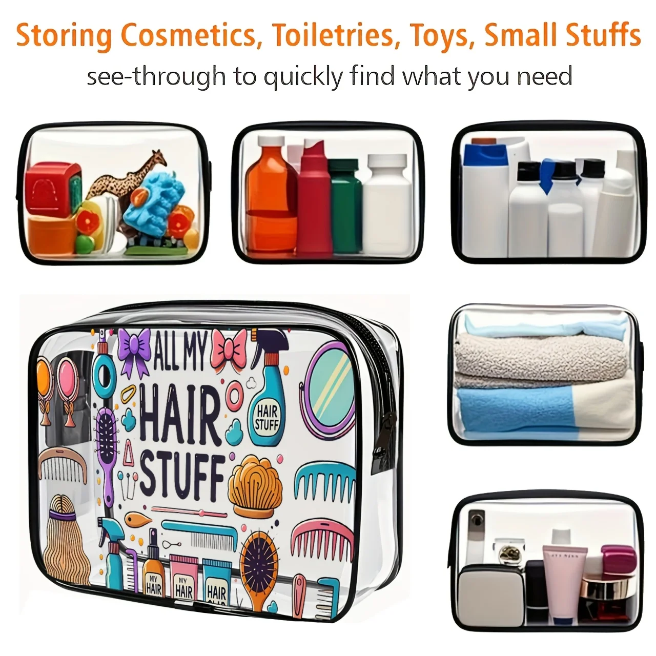 1pc Clear Makeup Bag Transparent Travel Toiletry Pouch TSA Airport Gym Wash Organizer Zipper Cosmetic Handbag Women Gift