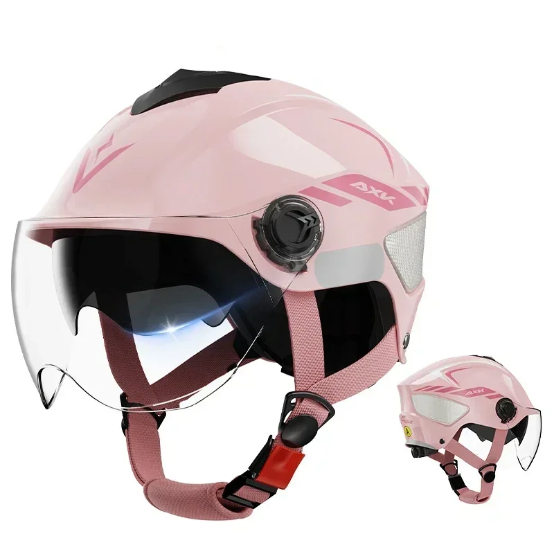 Unisex Motorcycle Half Helmet Riding Gear For Men And Women Bicycle Safety Helmet Cartoon Electric Goggles Four Seasons Helmet