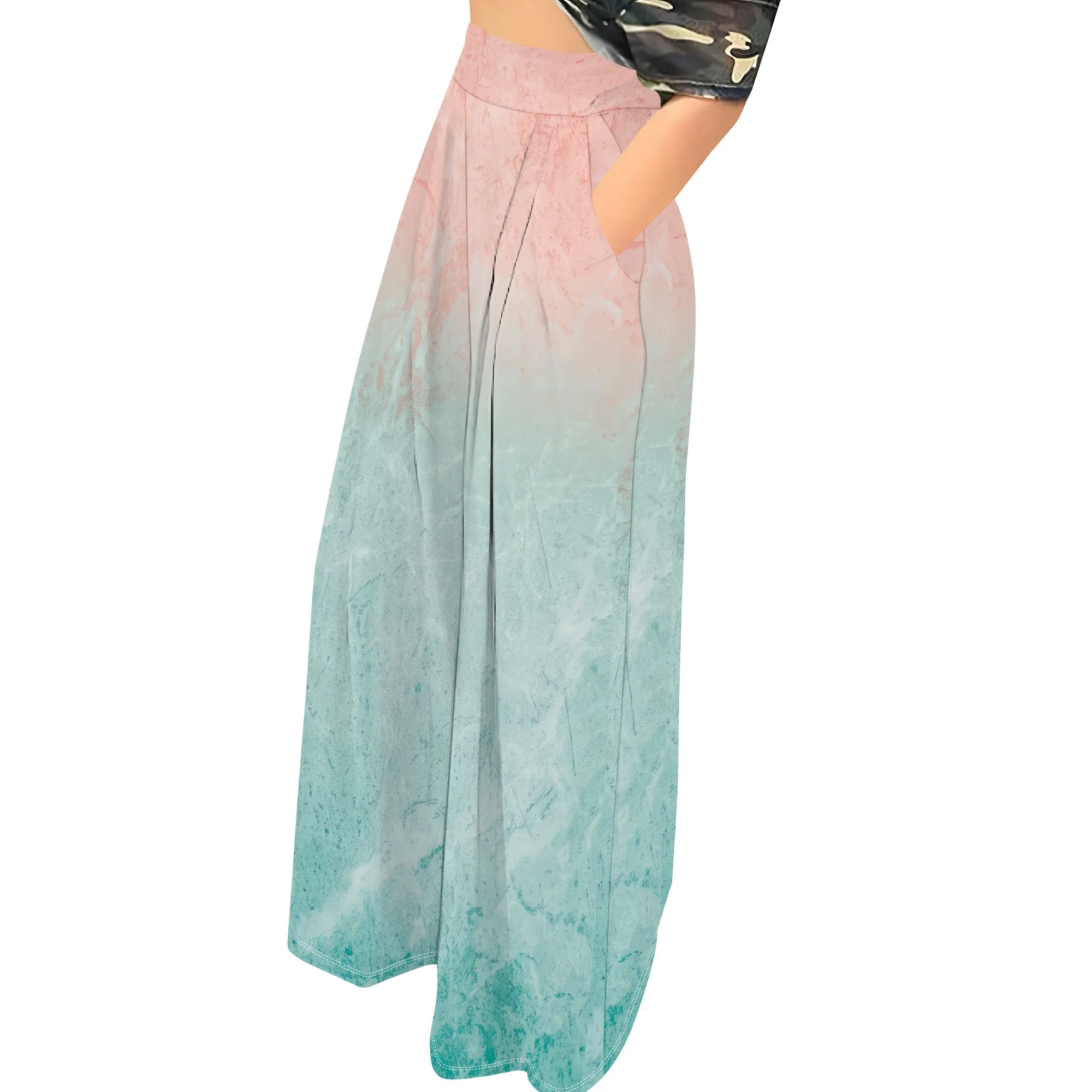 Gradient Print Wide Leg Pants, High Waist Loose Fit Trousers, Tie Dye Casual Palazzo Pants for Women, Beach Summer Wear, S-2XL