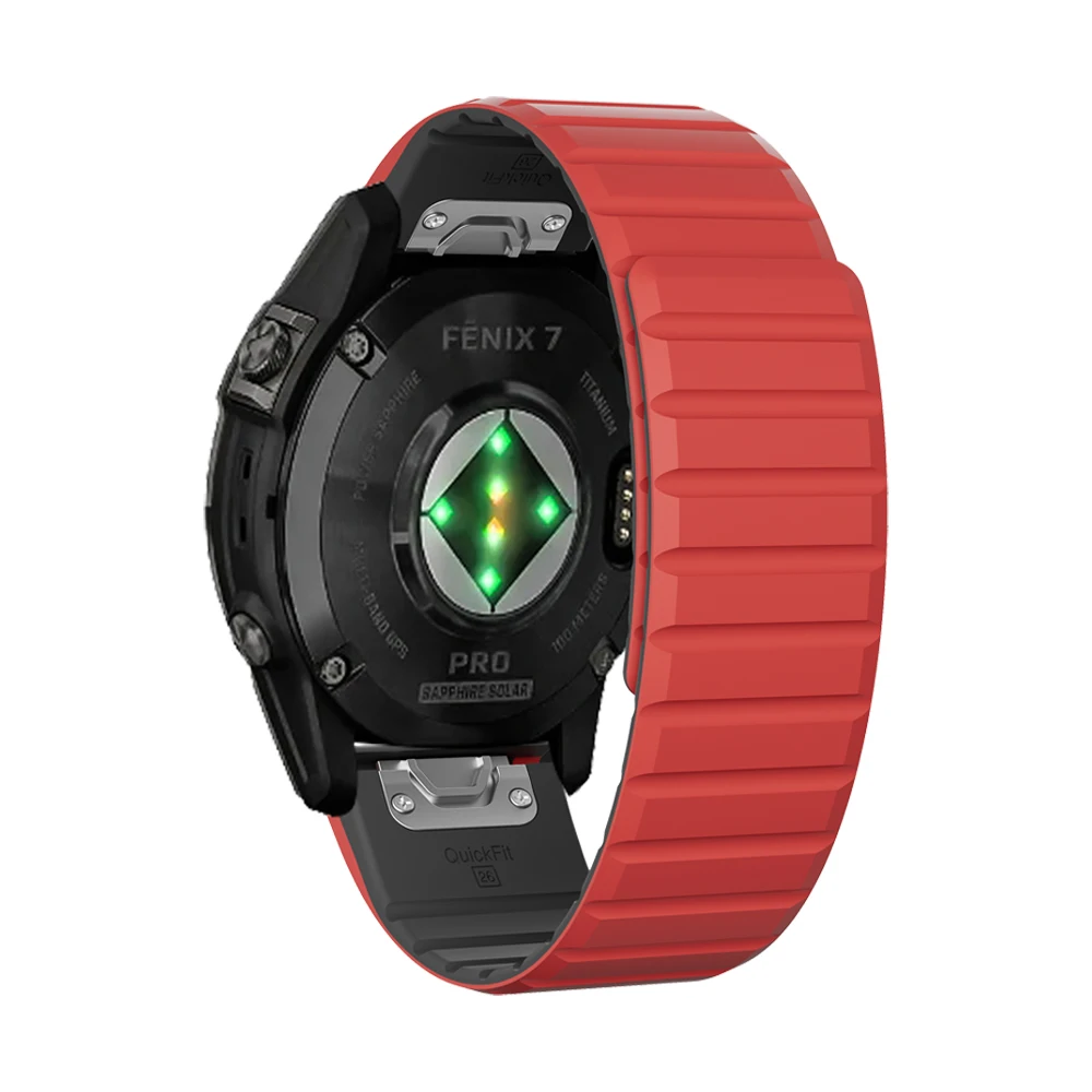 22/26mm dual-tone silicone strap with magnetic closure, Garmin branded, fits Fenix 5/5+/6/6 Pro/7 & Quatix 3/Ballistic/Edition