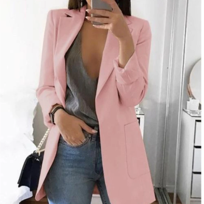 Elegant Temperament Blazers For Women Casual Thin Coats Fashion Lapel Blazer Women Clothing Work Wear Streetwear Basic Jackets