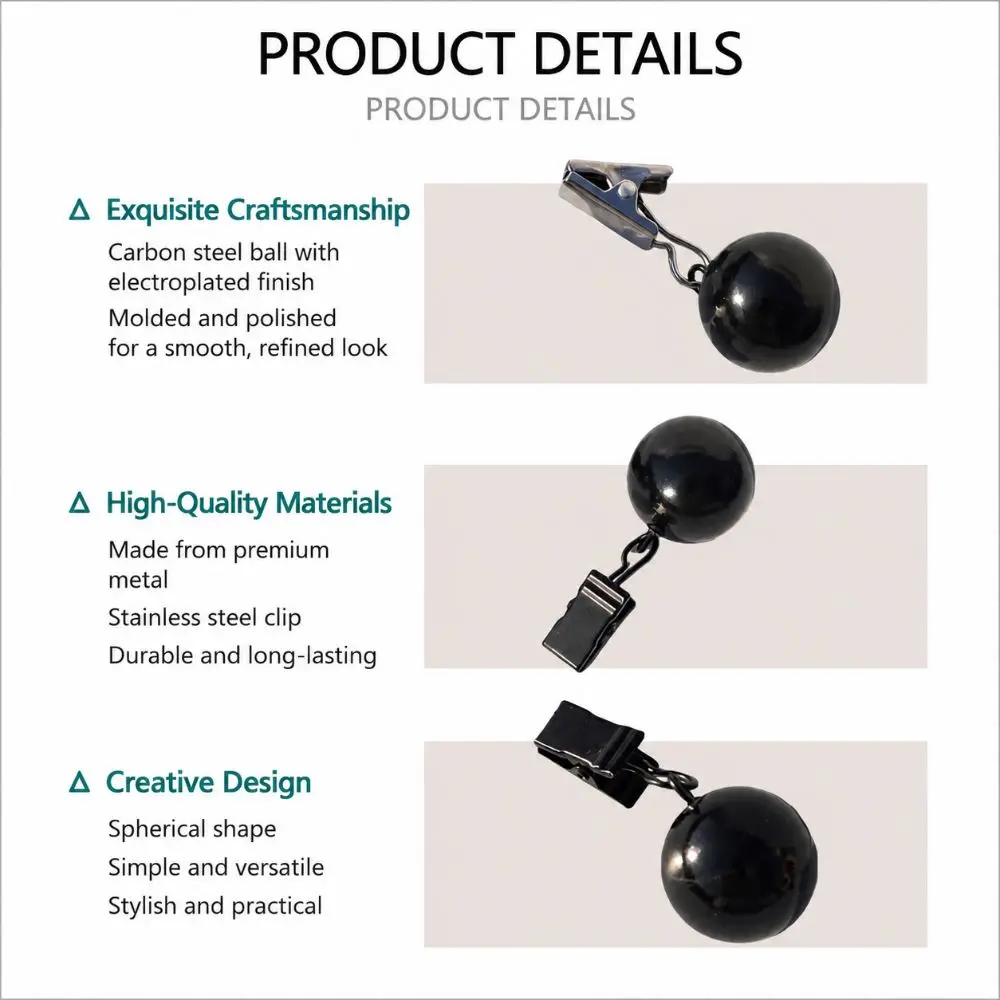 4pcs Solid Metal Ball Tablecloth Weights Clips Windproof Heavy Duty Curtain Drape Holder Table Cover Pendant Clips Home Dining