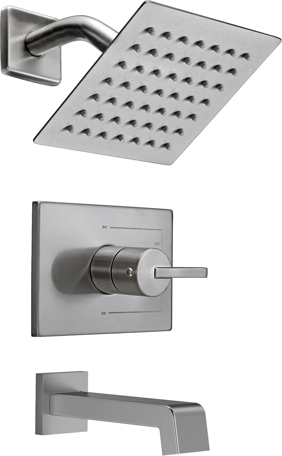 

Brushed Nickel Shower Tub Faucet Set with Valve, 6-Inch Complete Bathroom System