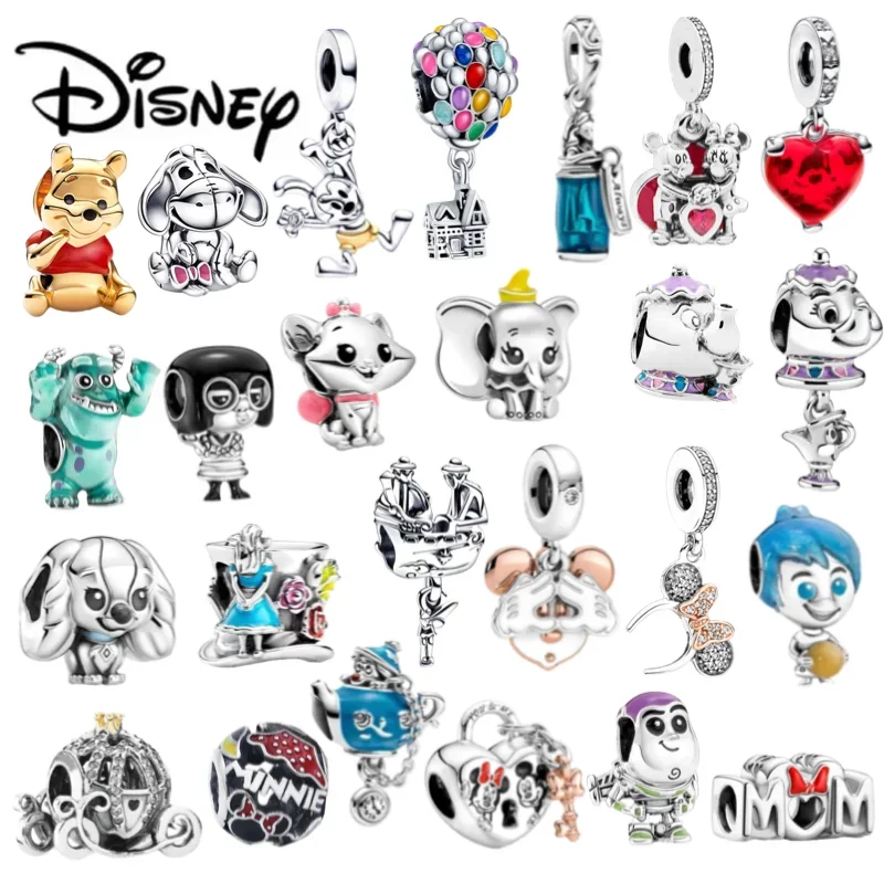 

925 MINISO Disney Stitch Minnie Mouse Winnie Pendant Jewelry Gift Suitable for Original Pandora Bracelet DIY Gift