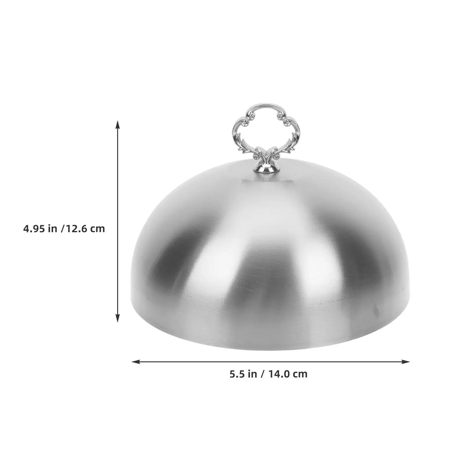 Cloche Dome Stainless Steel Cheese Melting Plate Cover Steam Lid Handle Food Warmer Anti Splash for Grill Kitchen 14 Cm Silver