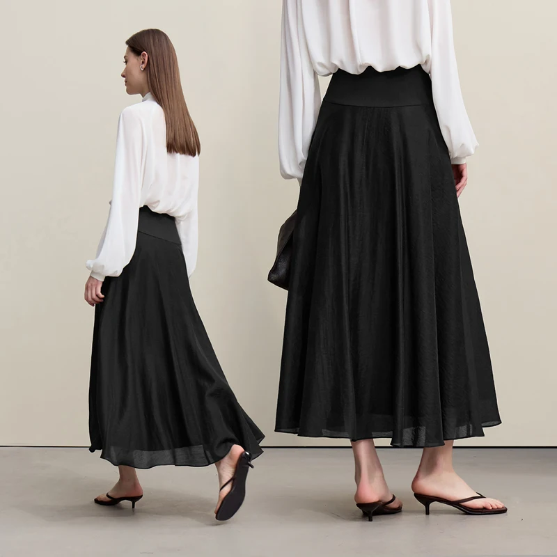 Amii Women's A-Line Skirt 2026 Summer New Elegant Lace Trim Midi Skirt Versatile Casual Loose Fit Solid Woman Clothes 12622031