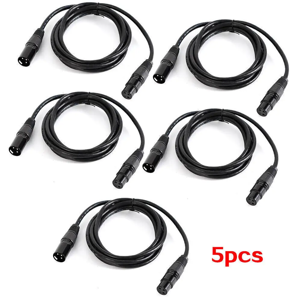 5x DMX Cable 1m 3-Pin XLR DMX Cable Signal Cable For Stage Light Par Light NEW DE