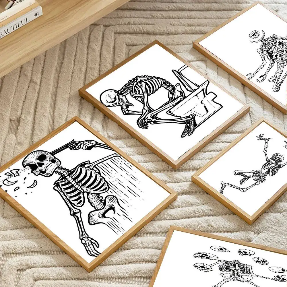 Human Skeleton Poster Art Sticky Wall Waterproof Home Living Room Bedroom Bar Aesthetic Decoration