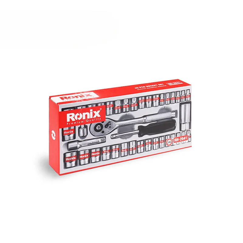 

Ronix в наличии RH-2641 40 шт. 1/4 "и 3/8" профессиональный CRV ремонтная ручка с трещоткой инструмент комбинированный набор торцевых ключей