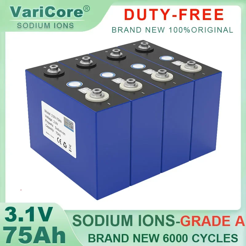 2.9v/3.1V 75Ah Sodium-Ion battery DIY 4s 8s 12v 24V RV Motorcycle Electric Car travel Solar inverter Batteries Grade A Duty-free