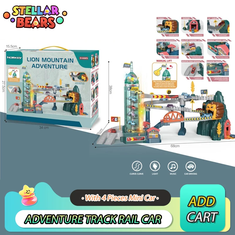 

Mountain Adventure Track Rail Car Children's Toy DIY Assembled Track Inertia Vehicle Slide Car Toys for Boys Kids Birthday Gift