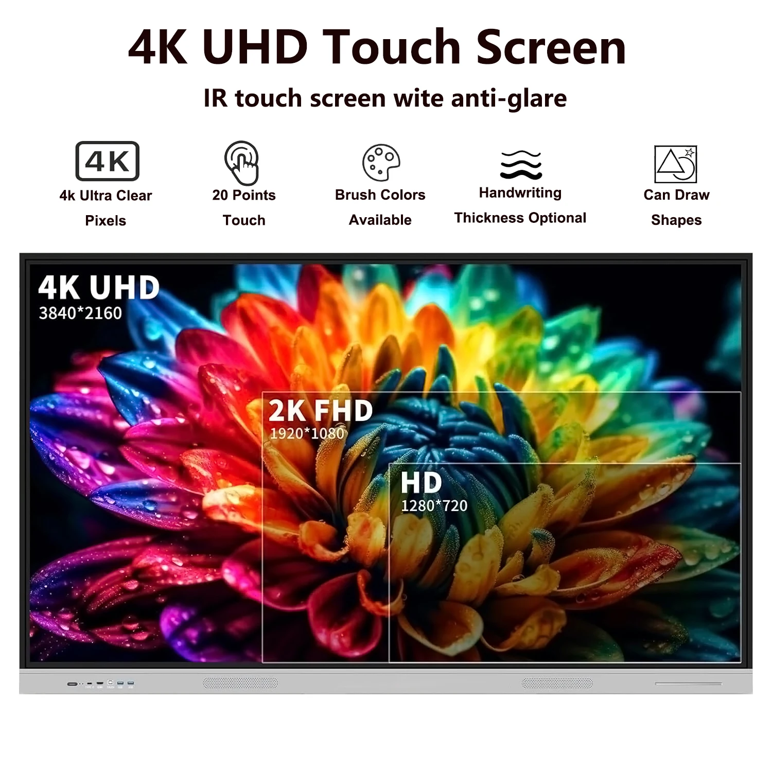 75 Inch Interactive Whiteboard Smart LED Screen Whiteboard-20 Touch Point Interactive Flat Panel Display For Classroom Meeting