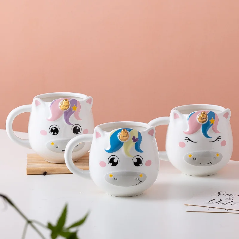 New Unicorn Ceramic mug Small Fresh Candy Milk Cup Office Creative Cup Gift Cup