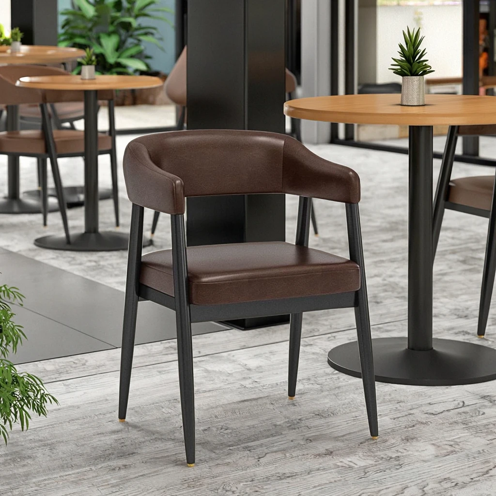 & Modern Commercial Restaurant Chair Minimalist Brown 50*50*80cm Adjustable Size for Tropical Steak House Patio Furniture Set