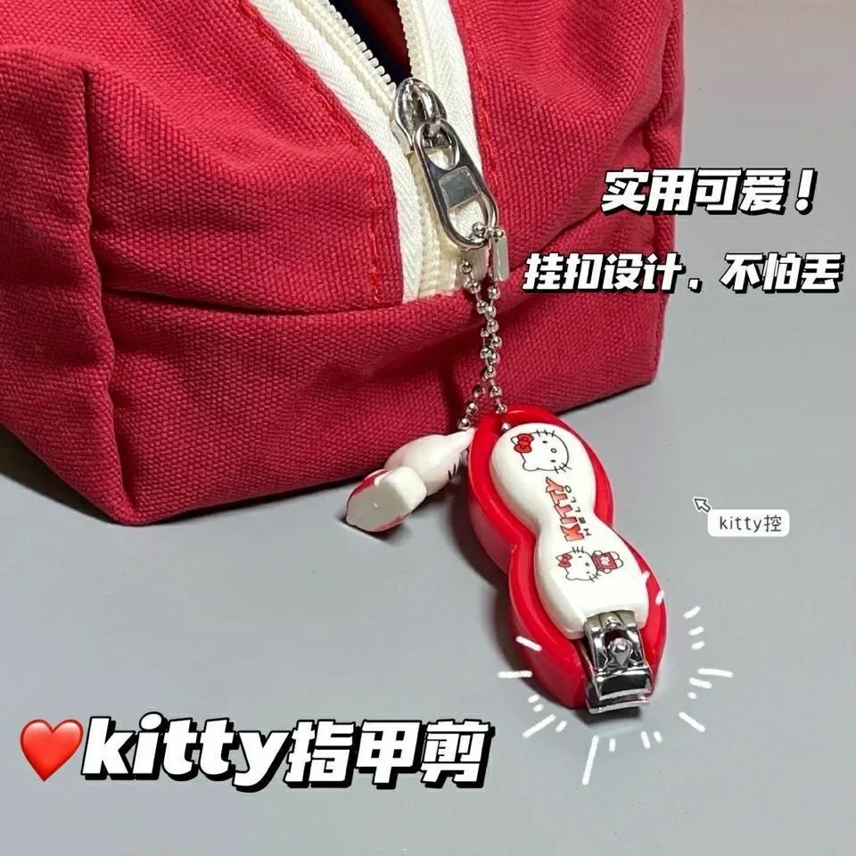 Kawaii Hello Kitty Nail Clipper Cartoon Cute Keychain Harajuku Girl Cute Nail Clipper with Keychain Vintage Accessories Gifts