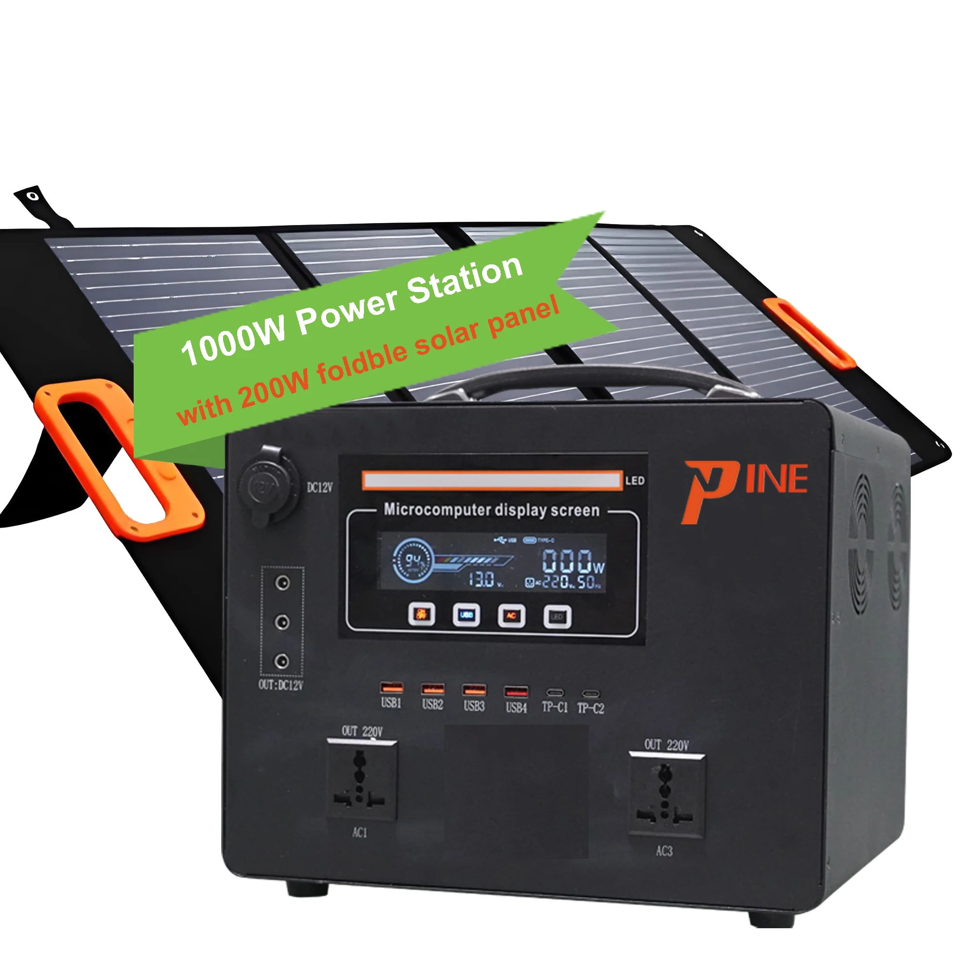 Cheap Outdoor 1000W Portable Solar Generator 110V 220V Power Station Lithium Battery Power Bank Station Solar Lighting System
