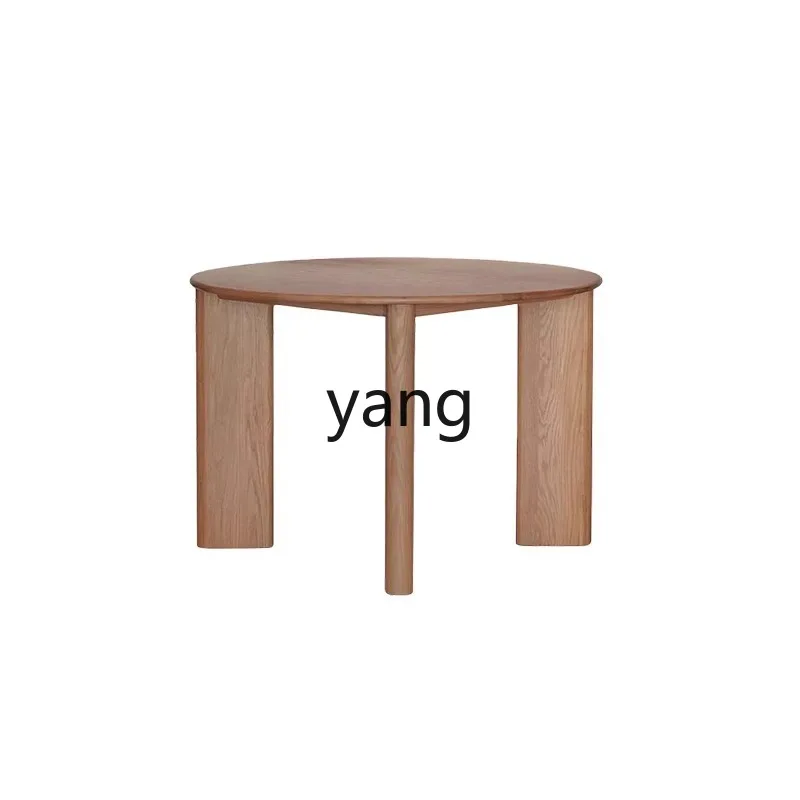 

LT Cream Wind Solid Wood Round Table Modern Simple Household Small Unit Dining Table and Chair Combination