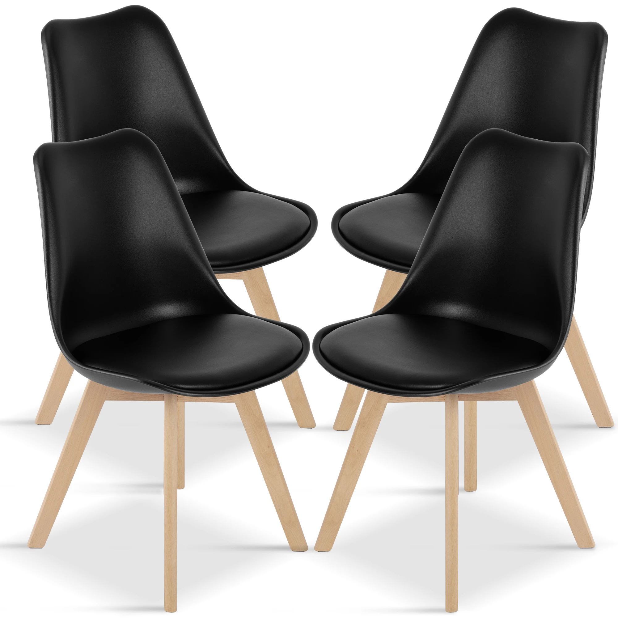 JHK Modern Dining Chairs Set of 4 Plastic Kitchen Chair Wood Legs Dining Room Chair for Home Kitchen Living Room