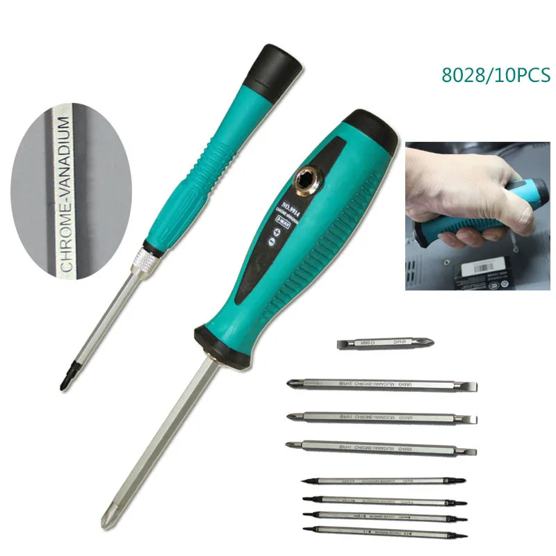 

K50 10Pcs Precision Magnetic Screwdriver Set Phillips Slotted Star Bits Repair Tool Wholesale & Drop Ship