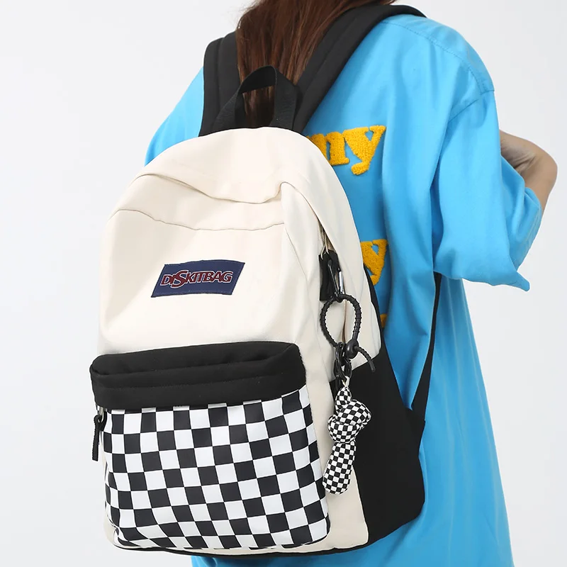 

Fashion Female Trendy Plaid Student Bag Cool Women School Bag Lady Lattice College Backpack New Laptop Girl Travel Book Backpack