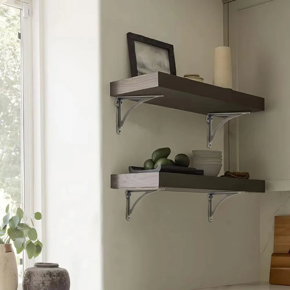 دعامات أرفف مزخرفة من النحاس الصلب، مثبتة على الحائط مقاس 8 بوصات، عبوتان من النحاس العتيق على الطراز العتيق لديكور المنزل