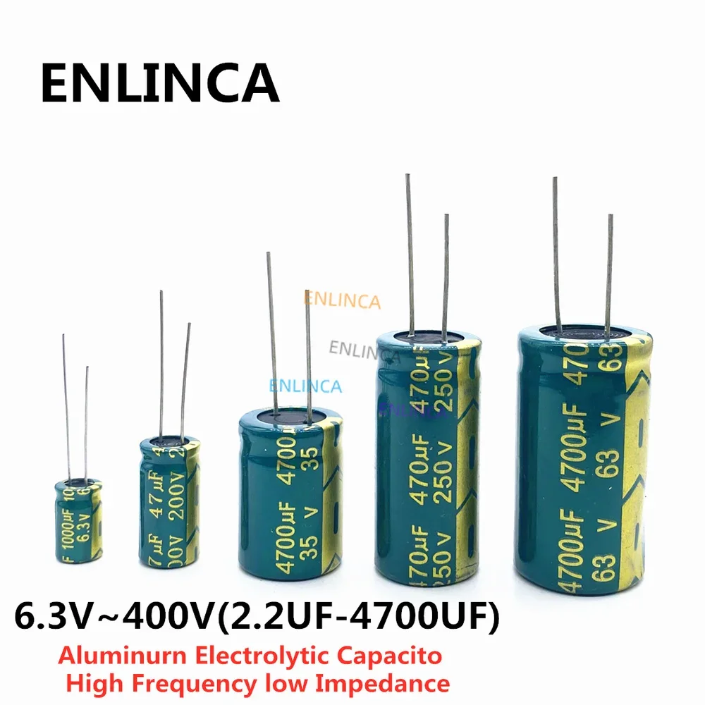 10V 16V 25V 35V 50V 400V High Frequency Low ESR Aluminum Capacitor 100UF 220UF 330UF 470UF 680UF 1000UF 1500UF Tolerance 20%