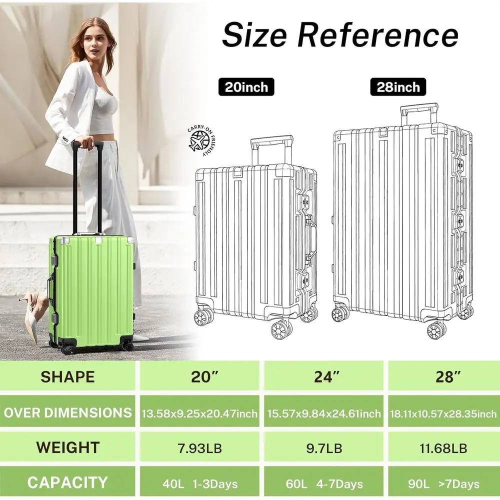 حقيبة دوارة معتمدة من TSA مقاس 28 بوصة مع غلاف صلب من مادة PC+ABS للسفر #3