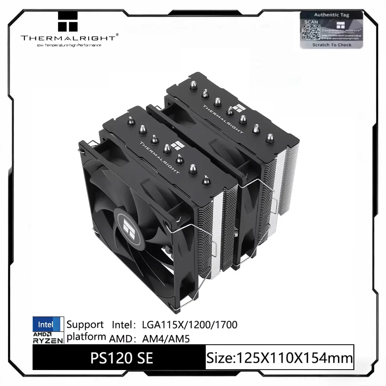 Thermalright PS120 SE CPU Air Cooler 7Heat Pipes Dual Towers Double Fans AGHP GEN4 anti-gravity heat pipes LGA1700/1200/AM5/AM4
