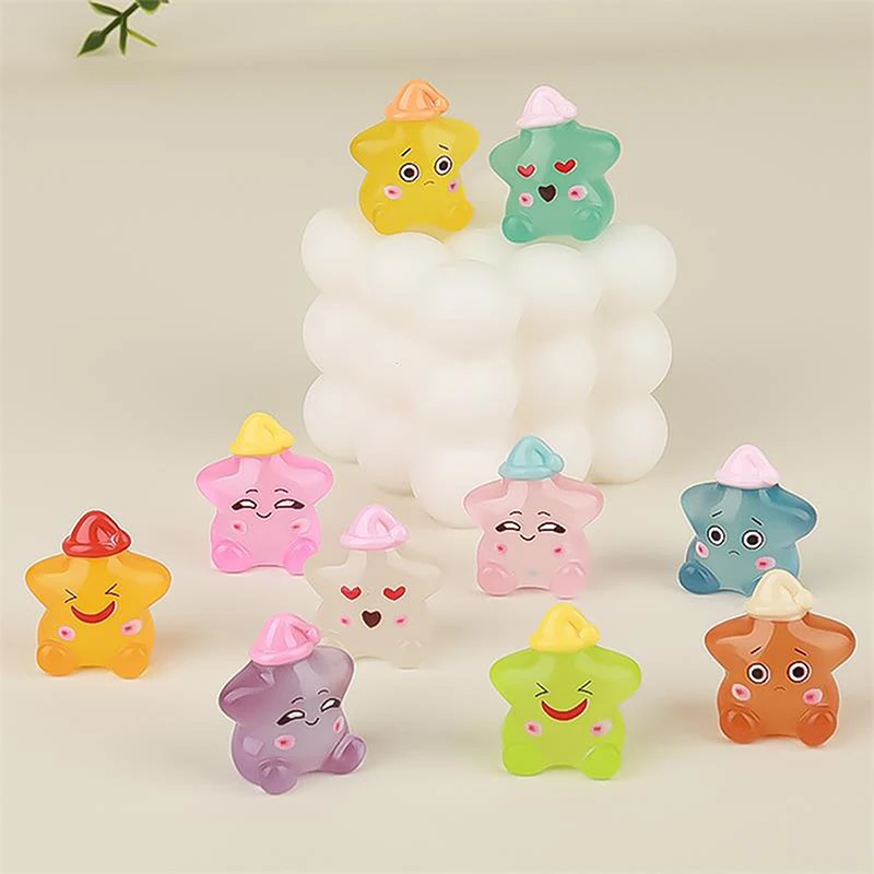 Luminous Mini Star Micro Paisagem Ornamentos, Dollhouse Toy, Acessórios Boneca, Glow in the Dark, Casa, Decoração do carro, Presentes, 10pcs por saco