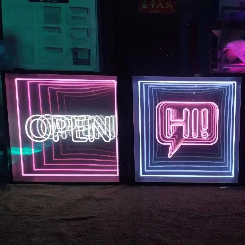 Specchio Infinity Specchio Abyss Scatola luminosa per specchio al neon 3D